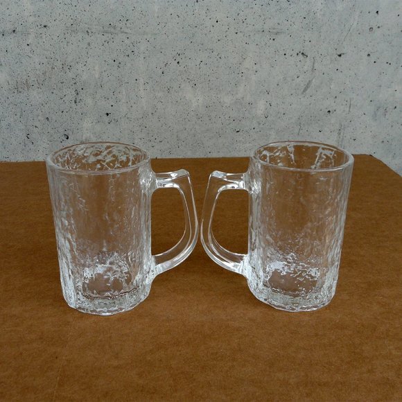 MCM Brutalist Studio Nova Frostfire glass mugs by Hoya, 2 pcs, made in Japan - Picture 3 of 10